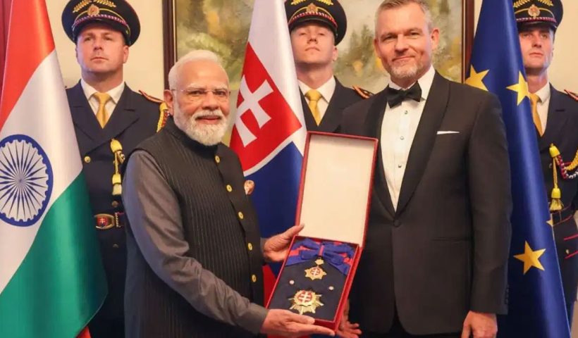 Narendra Modi receives Slovakia's highest civilian honour