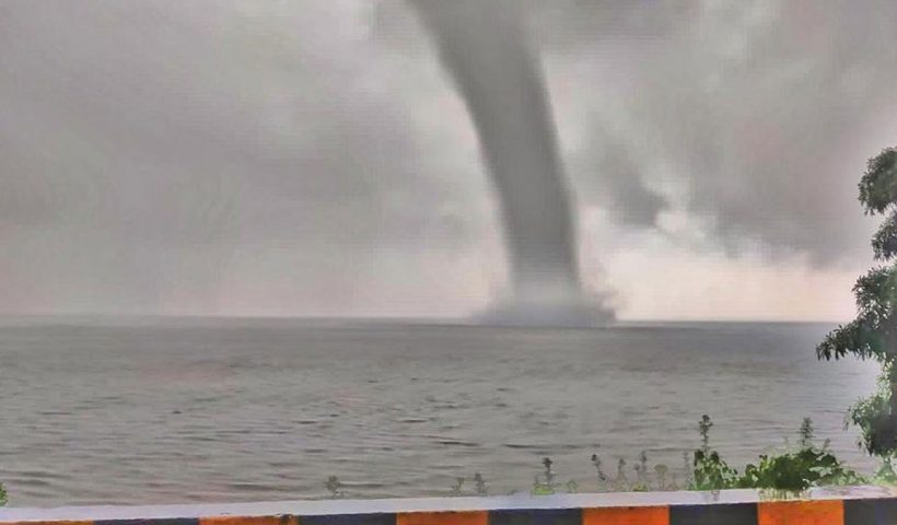 Rare double waterspout spotted in Sagar West Bengal