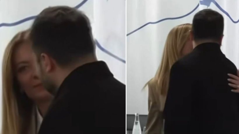 zelensky tries to kiss giorgia meloni
